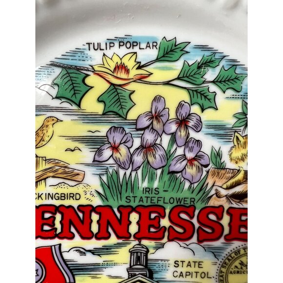 Tennessee Decorative Porcelain Plate With Gold Trim Lacy Edge & State Symbols Fe - Picture 6 of 14